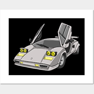 White  Lamborghini Posters and Art